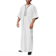 thumbnail image 1 of XZNGL Ensemble de Robe Musulmane pour Hommes Robe Arabe Mi-Longue Manches Longues Col Montant Poche Bouton Robe Décontractée, 1 of 3