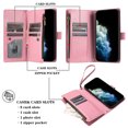 thumbnail image 3 of Compatible avec Motorola Moto One 5G Ace Étui Portefeuille Premium à Fermeture Éclair Grand Espace à Rabat en Cuir PU, 3 of 5