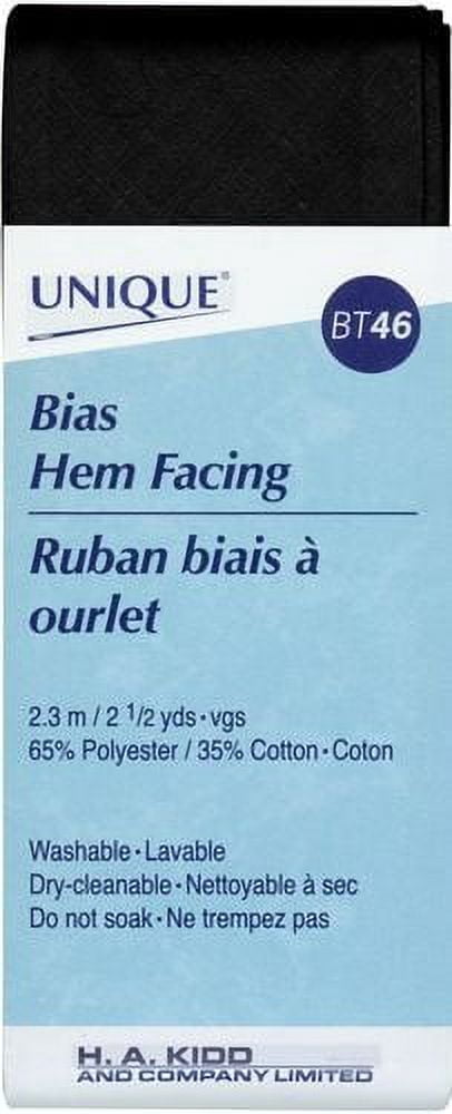 UNIQUE Hem Facing polyester-coton 5 cm (2 in) × 2.3 m (2 in × 2.5 yd) blanc, noir