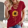 thumbnail image 2 of Fridja T-Shirt Décontracté Ample à Imprimé Floral Col en V Manches Courtes pour Femmes, 2 of 8