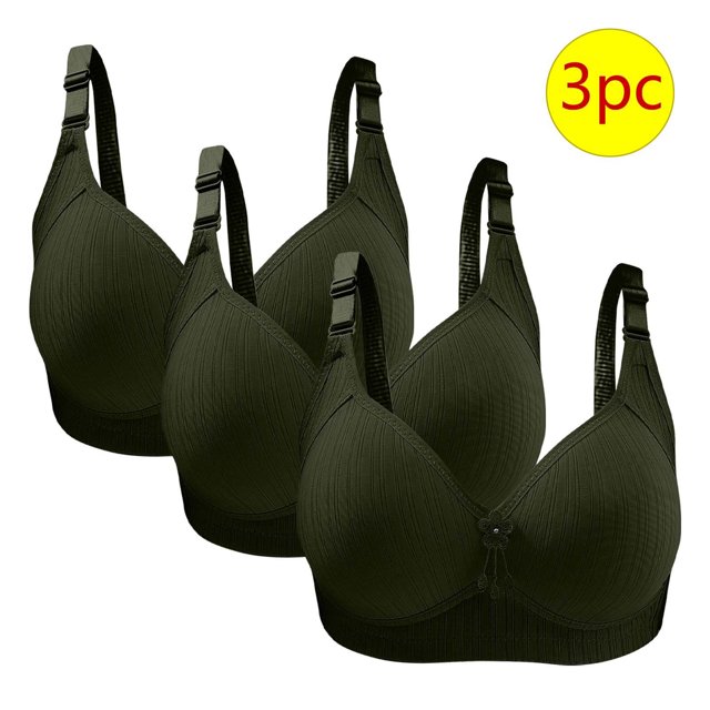 Bras for Women, 3PC Womans Large Size Solid Color Without Steel Ring Gathering Comfortable Bras Daily Bra