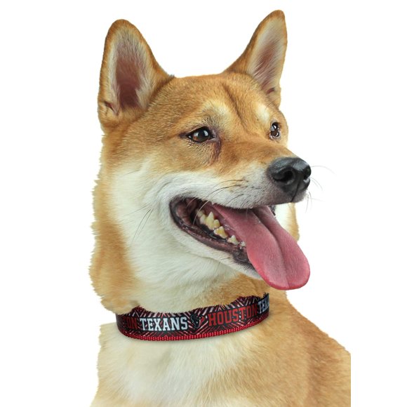 Zubaz NFL Team Adjustable Pet Collar for Dogs & Cats Houston Texans Medium
