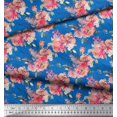 thumbnail image 3 of Soimoi Tissu en Rayonne Bleu Ranunculus & Roses Imprimé Floral Tissu d'Artisanat au Mètre 42 Pouces de Large, 3 of 3