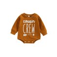 thumbnail image 1 of ZAXARRA Baby Girl Boy Romper, Long Sleeve Round Neck Letters Print Loose Crotch Button Short Romper, 1 of 7
