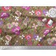 thumbnail image 2 of Soimoi Brown polyester Crepe Fabric Leaves & Floral Artistic Fabric Prints By Yard 42 Inch Wide, 2 of 5