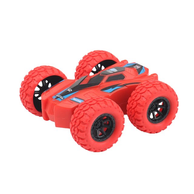 PVCS Inertial Double Side Drive Off-Road Vehicle Simulation Model Toy, a red plastic play vehicle with black accents and durable shockproof wheels for rough terrain. Compact size of 7x7.5x3cm, designed for kids' imaginative play and hand-eye coordination. Ideal as a Christmas or birthday gift for boys and girls, and suitable for indoor and outdoor use.