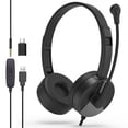 thumbnail image 2 of MesaSe USB Headsets with Microphone Noise Cancelling PC Headphone with 3.5mm/USB Jack Stereo Headsets with Adjustable Headband Wire Computer Earphone for, 2 of 9