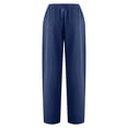 thumbnail image 4 of RKSTN Womns Pants Casual Solid Color Pockets Buttons Elastic Waist Comfortable Straight Pants Lightweight Soft Workout Pants, 4 of 5