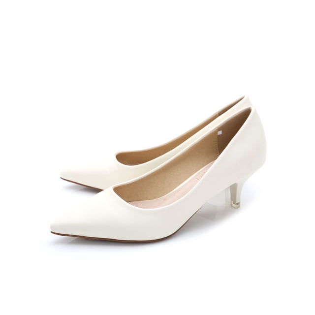 Daeful Escarpins pour Femmes à Bout Pointu, à Enfiler, Antidérapants, en Blanc, Taille 9. Ces Escarpins pour Femmes à Bout Pointu, Tige en Cuir Microfibre Uni et Semelle Extérieure en Caoutchouc durable. Le style à Enfiler Assure la Commodité, et le Talon kitten de 5 cm (1,97 Po) Offre Stabilité et Élégance. Idéal pour des occasions comme les Fêtes, les Mariages, le Bureau et les Sorties Décontractées.