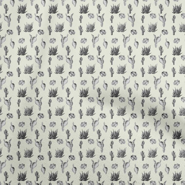 oneOone Cotton Silk Light Yellow Fabric Cactus Craft Projects Decor Fabric Printed By The Yard 42 Inch Wide