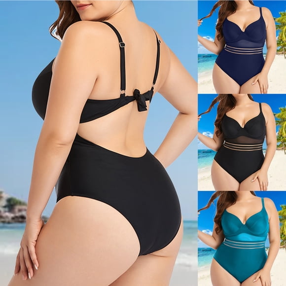 Aofa Women Plus Size One Piece Swimsuits Tummy Control Bathing Suit Front Crossover Swimwear Strapless Monokinis
