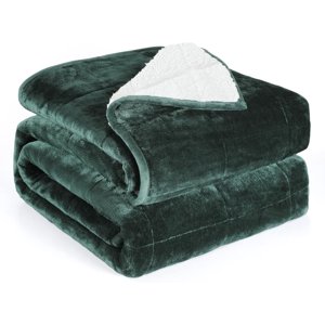 Alomidds Sherpa Fleece Weighted Blanket for Adults(15lbs Twin Size) Heavy Blanket with Fluffy Warm Thick Sherpa & Cozy Soft Flannel Snuggle Great for Sofa Bed Calming, 48x72 inches, Forest Green