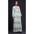 thumbnail image 2 of Bimba Moss Georgette Ranunculus & Chrysanthemum Floral Printed Womens Long Sleeve MaxiDressElastic Waist Gown-Small, 2 of 5