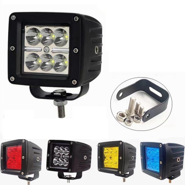 3inch 24W LED Work Light Motorcycle Driving Headlight Square Cube Pod Amber Red Blue Light 12V 24V Fog Lamp For Offroad 4X4 SUV