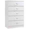 thumbnail image 1 of Hodedah Commode Contemporaine en Bois à Cinq Tiroirs, Fini Blanc, 1 of 5