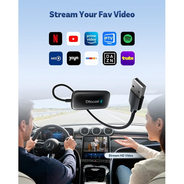 Ottocast Play2video Ultra Ver, 2-in-1 Wireless CarPlay & Android