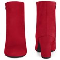 thumbnail image 2 of Unique Bargains Bottines à Talons Hauts Épais à Bout Rond pour Femme Rouge (Taille 7), 2 of 6