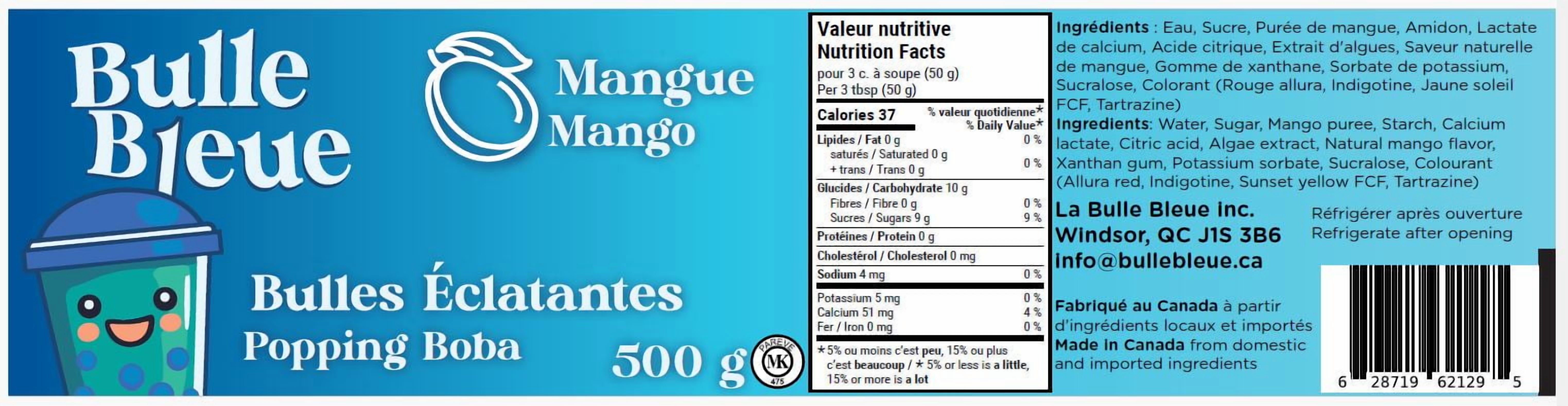 Boba éclatant à la mangue