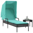 thumbnail image 1 of vidaXL Chaise Longue avec Auvent et Table en Poly Rotin Noir, 1 of 5