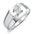 thumbnail image 4 of RYLOS Men's Rings Sterling Silver Ring Classic Solitaire 7X5MM Oval Shape Gemstone Designer Band White Topaz April Birthstone Rings For Men Size 9, 4 of 5