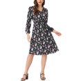 thumbnail image 4 of INSPIRE CHIC Robe Midi Fluide à Imprimé Floral à Col en V pour Femme Noir G, 4 of 5