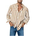 thumbnail image 1 of TIMIFIS Chemise à Manches Longues en Coton pour Homme Chemise Décontractée à Rayures Col Rabattu Chemise Blouse Régulière Chemise avec Poche, 1 of 6