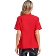 thumbnail image 4 of iefiel Women's Short Sleeve Cross Collar Chef Coat Double Breasted Chef Jacket Kitchen Restaurant Work Uniform Red S, 4 of 7