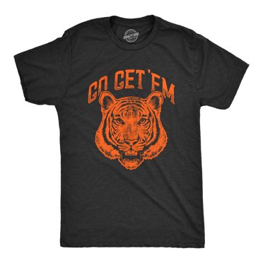 Mens Go Get Em Tiger T Shirt Funny Motivational Big Cat Tee (Heather Black) - 5XL