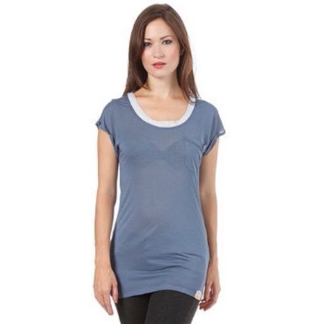 SUPERDRY Orange Cousu Basics T-Shirt Poche Haut Logo Écusson MODAL Morris Bleu m