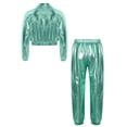 thumbnail image 2 of Doomiva Boys' Girls' Modern Jazz Cheer Performance Set Hip Hop Street Dance Clothes 2-Piece Green 10, 2 of 5
