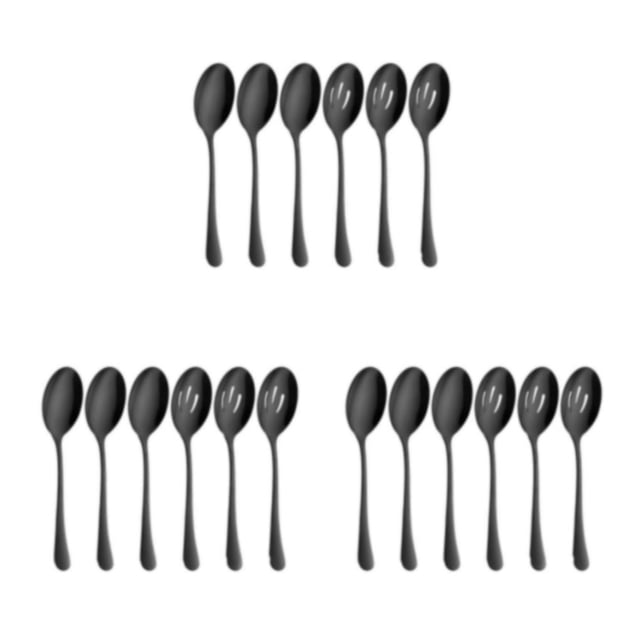 Wweixi 6pieces Lightweight And Portable Stainless Steel Set For Easy Dining On Go Stainless Steel Spoons Easy To Clean black 3Set
