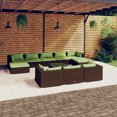 thumbnail image 1 of vidaXL 11 Piece Garden Lounge Set with Cushions Brown Poly Rattan, 1 of 5