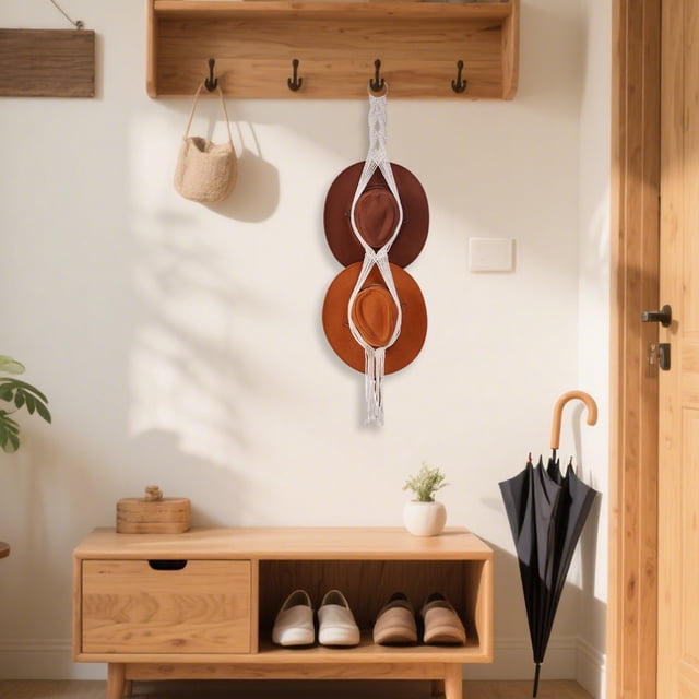 Tyidzon Support de Rangement pour Chapeaux en Corde à Plusieurs Niveaux, Clips de Rangement Muraux, Décoration pour Chapeaux