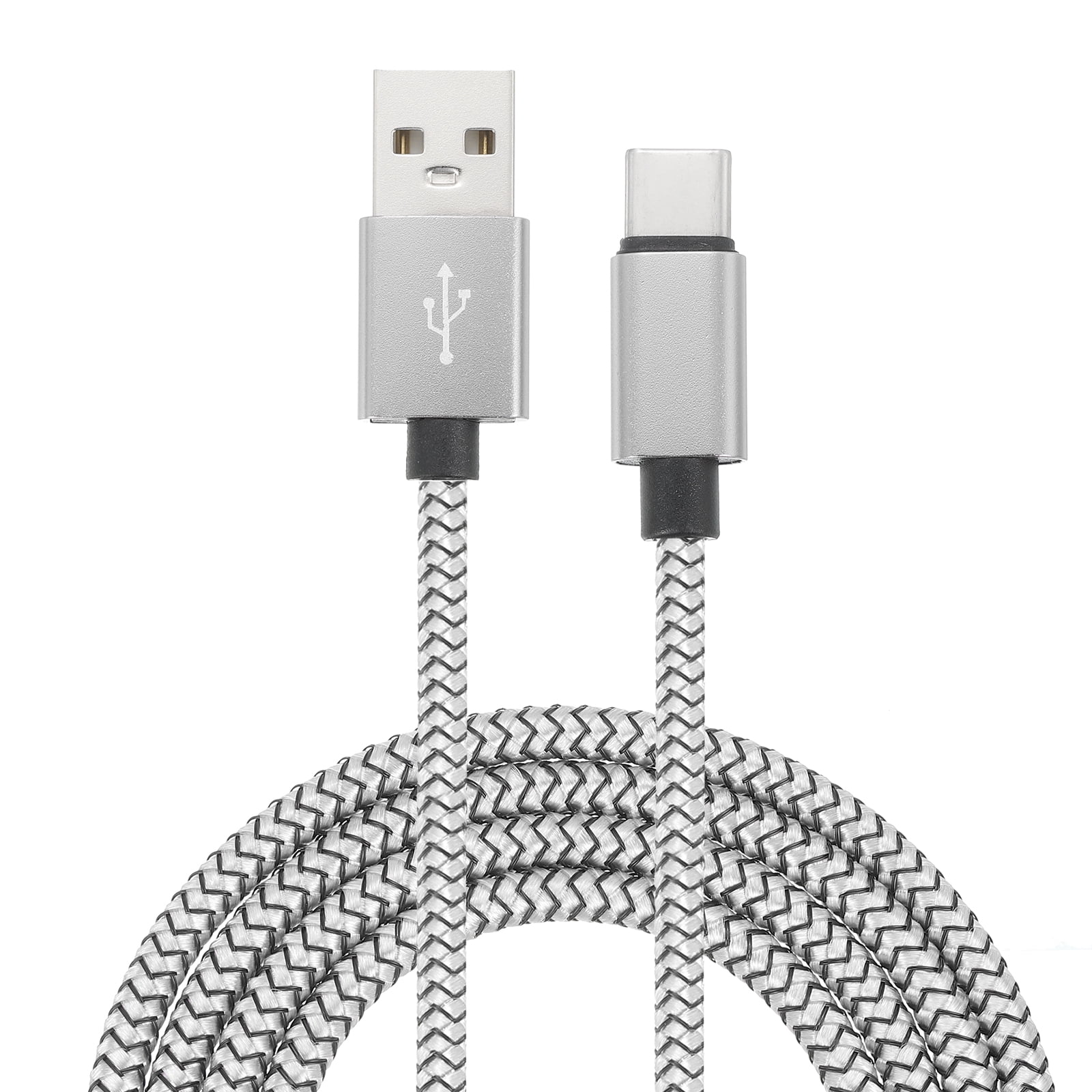 Uxcell USB Type C Charger Cable, Type-C to USB A Braided Charging Cord Data Transfer Cable Silver 3.28 ft  1