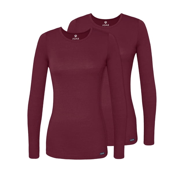 Adar sous-Couches pour Femmes, Lot de 2 - T-Shirt de sous-Couche à Manches Longues Confortable