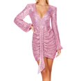 thumbnail image 2 of Pisexur Robes pour Femmes à Manches Longues à Col en V Profond Robe de Cocktail Mode à Paillettes Robes de Retour à la Maison Tunique Formelle Robe de Bal de Fin d'Année Robe de Soirée Robe de Fête Fluide Plissée Robe Midi, 2 of 6