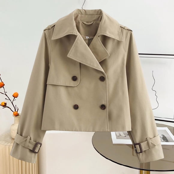 HUITKMM Cropped Jacket Women Short Casual Trench Jacket for Everyday Wear