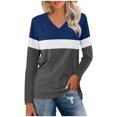 thumbnail image 1 of Pisexur Sweats à Capuche Femme Mode Color Block Patchwork V Col Sweat-Shirts Décontractés à Manches Longues pour Femmes Sweat-Shirt Oversize Léger et Fluide pour Femmes Pull-Over, 1 of 3