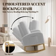 thumbnail image 4 of Nursery Rocking Chair for Living Room, Upholstered Rocker Armchair with Wood Legs, Mid-Century Modern Tall Back Accent Glider Rocker with Side Pocket for Bedroom, Light Grey, 4 of 7