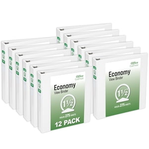 Office Essentials Economy Affichage 3 Les bagues, 1.5" Anneaux ronds, 2.1" Une colonne vertébrale. 275-Sheet Capacités, Blancs (12-Pack des 03426)