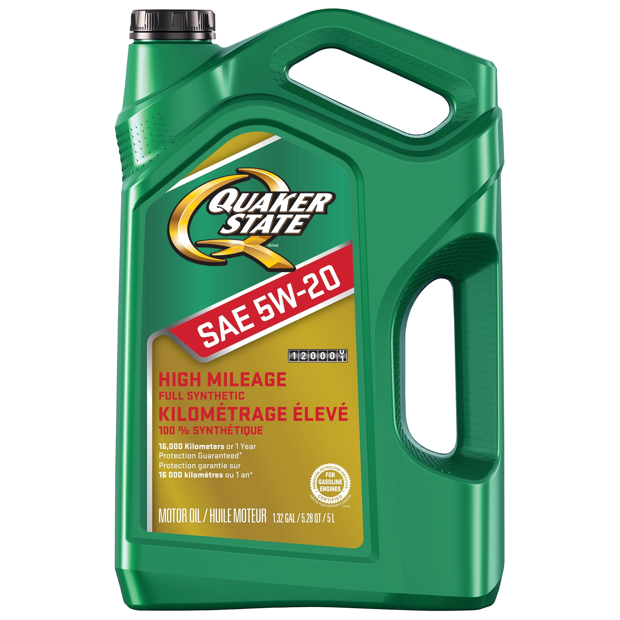 Huile moteur Quaker State Kilométrage élevé 100 % synthétique SAE 5W-20