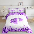thumbnail image 2 of Erosebridal Letter Initial Bedding King Comforter Set,Monogrammed Personalized Bedding Sets King with Comforter,Flower Decor,Reversible,Super Cozy,3 Pieces, 2 of 8