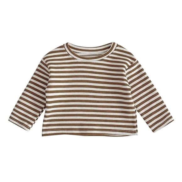 FhsagQ Tops Shirts for Boys 9-10 Baby Girls Boys Spring Autumn Striped Long Sleeve Tshirt Undershirt Tops Clothes Christmas Shirts for Boys 11-12 Boys Shirts Size 14-16 Khaki 6-12 Months