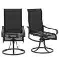 thumbnail image 1 of 2-Piece Swivel Patio Dining Chairs Set, 360° Rocking Outdoor Chairs with Powder Coated Steel Frame & Breathable Mesh, S-Shape Backrest, 22.8"W x 26.4"D x 42.1"H, Black, 1 of 7