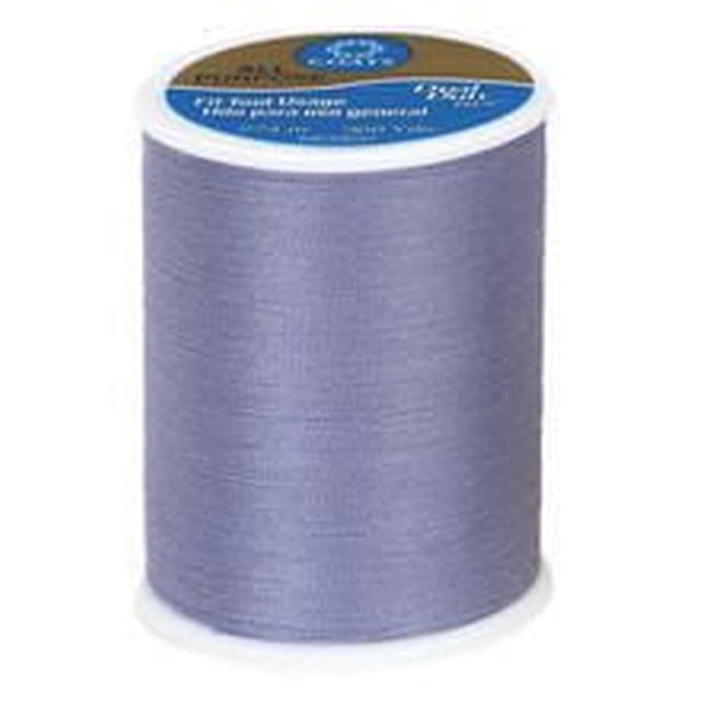 Coats & Clark™ All Purpose 100% Polyester Thread spool in light purple, 300 yards (274 meters), medium-weight corespun polyester thread for strong, durable seams on woven or knit fabrics, suitable for sewing garments, home décor, crafts, and quilting.