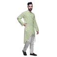 thumbnail image 2 of Atasi Kurta Asymétrique à Boutons pour Hommes Chemise Imprimée Mandarin à Manches Longues, 2 of 5