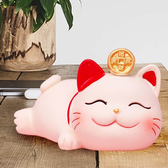 fastboy Lucky Cat Figurines Car Decor Statue for Dashboard Home Lying