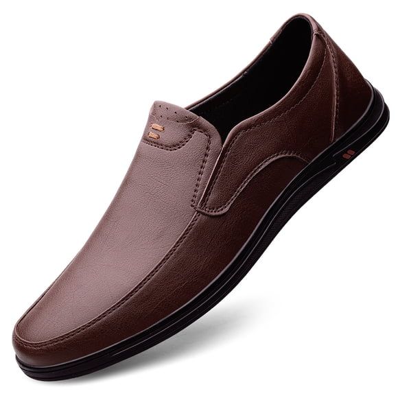 Men's Casual Loafers Slip On Leather Shoes Comfortable Lightweight Driving Shoes Male Moccasins Classic Penny Loafer Flats Boat Shoes Outdoor Walking Shoes