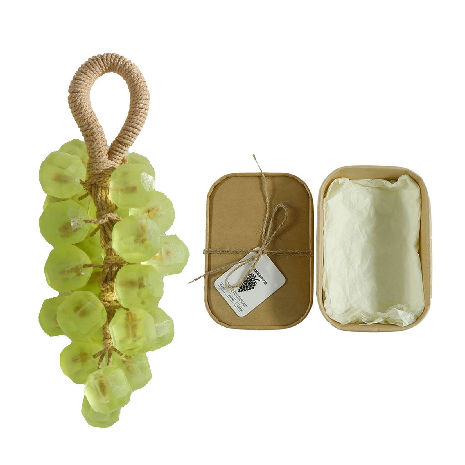 Visland Grape Soap on Rope Handmade Translucent Fruit Shaped Soap Decorative Bathroom Travel Hanging Soap for Shower Sink