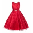 thumbnail image 1 of PMVFHDE Liquidation Robe de Fête Robe pour Enfants Grande Robe Sans Manches en Dentelle pour Enfants Robe de Mariage pour Filles Robe de Demoiselle d'Honneur, Rouge, 9-10 Ans, 1 of 6